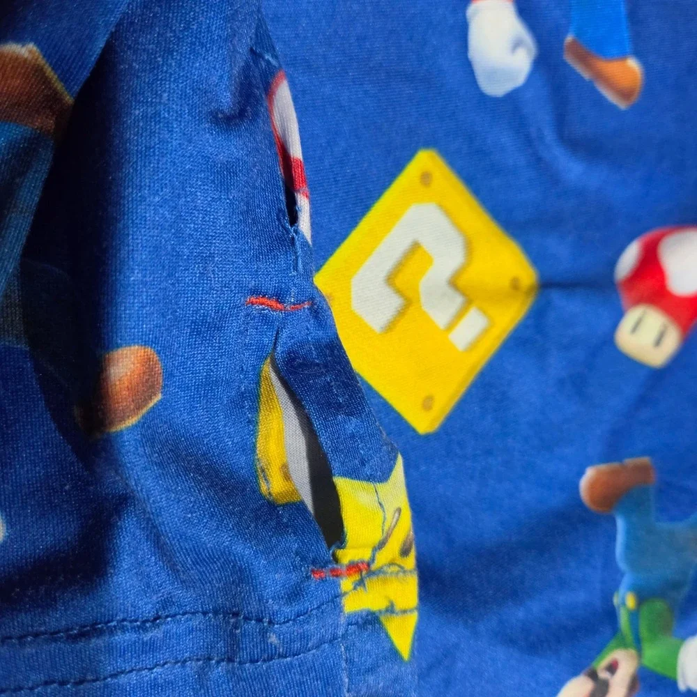 Cuddl Duds Super Mario Bros Pajama Set Kids Medium Blue Luigi Nintendo PJs